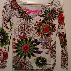 Desigual Multicolored Abstract Thin Sweater Top